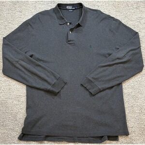 Polo Ralph Lauren Polo Shirt Men's Large Gray Long Sleeve Casual Stretch Pony